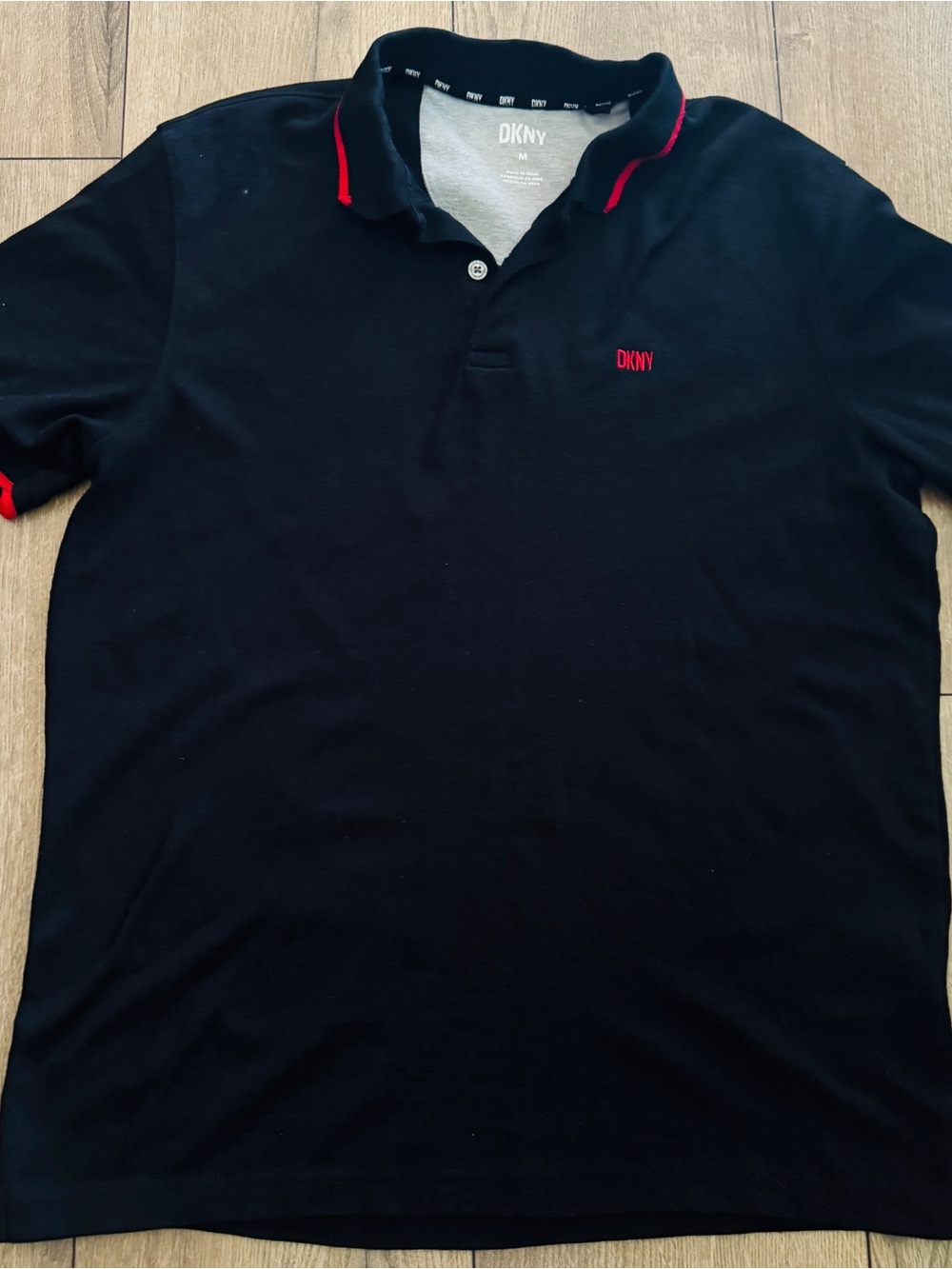 DKNY Black Polo with Red Accents